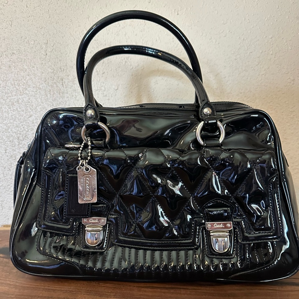 NWOT Vintage Coach 18675 Poppy Liquid Gloss Pushlock Quilted Satchel - RARE